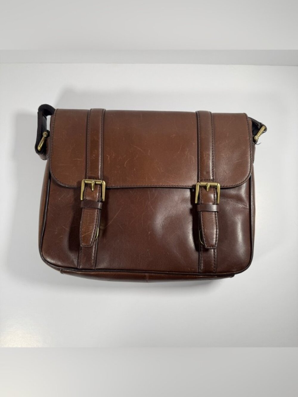 Fossil Brown Leather Messenger Bag Crossbody Men/Unisex City Bag Size